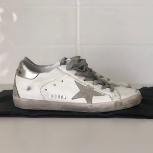 Golden Goose DB White and Silver Superstar Size 37